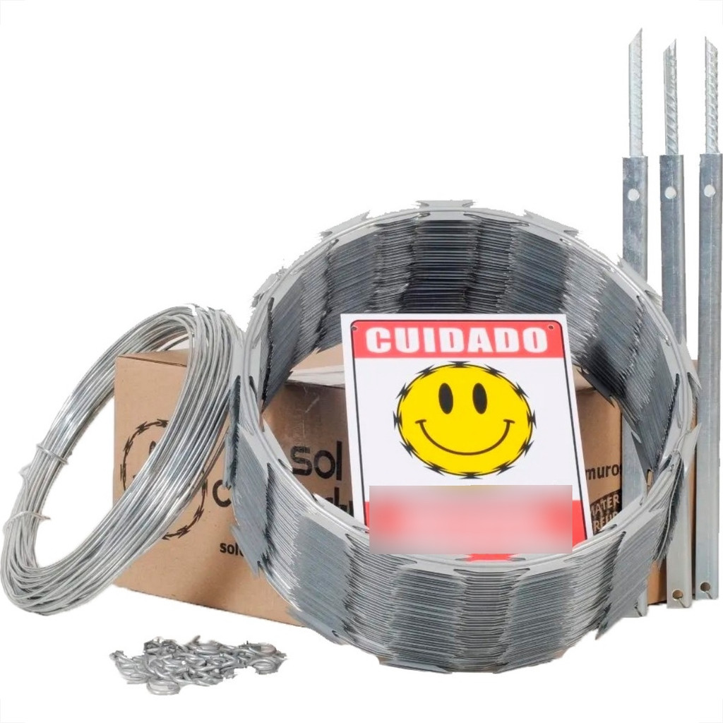 Cerca Perimetral Kit Sol Galvanizada Concertina 30cm X 10m