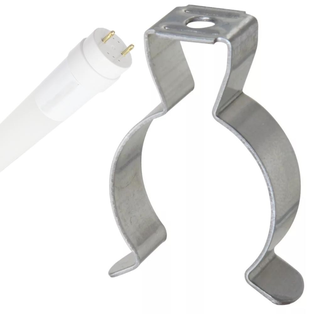 Abraçadeira Suporte Para Lâmpada Florescente Led Tubular T-8 15 a 30W Aço Zincado Sustentação Redy