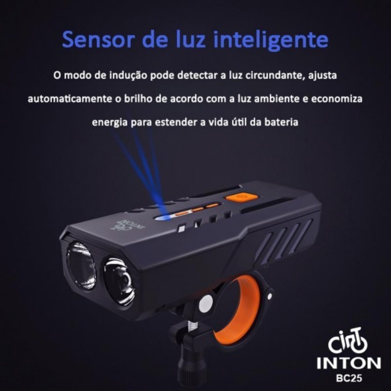 Farol De Bike Led Recarregável Com Visor Potente E Durável Luz Bicicleta Usb Power Bank