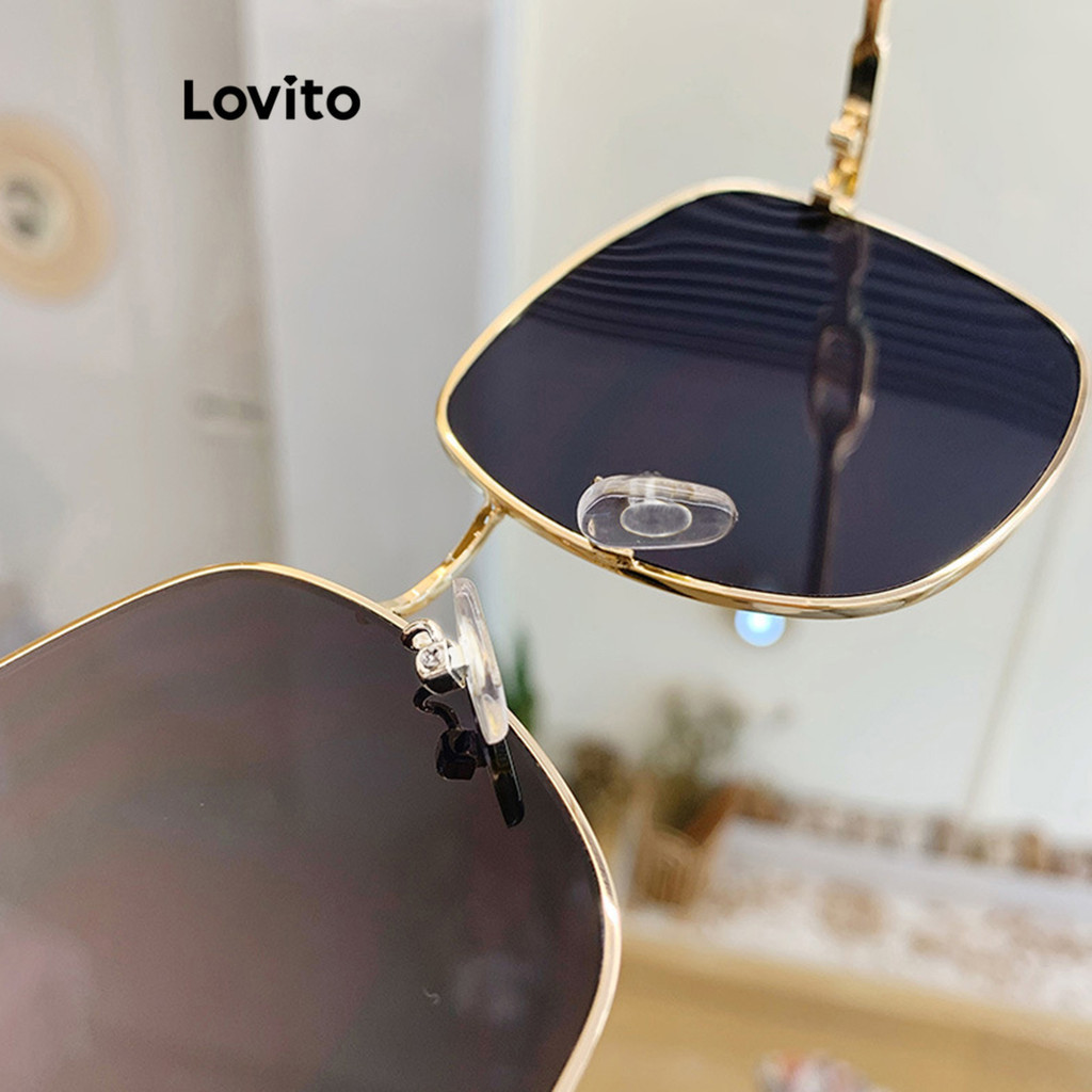(Trendy) Lovito Óculos De Sol Casuais Óculos De Sol Colorblock Lisos Para Mulheres LFA06159 (Multicolorido/Preto) - Fashion Accessories