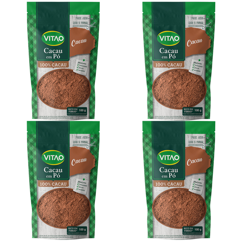 Kit 4 Un Cacau Em Pó Vitao 100G