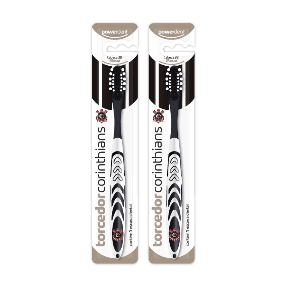 KIT 2 ESCOVAS DE DENTES ADULTO CORINTHIANS em Oferta na Shopee