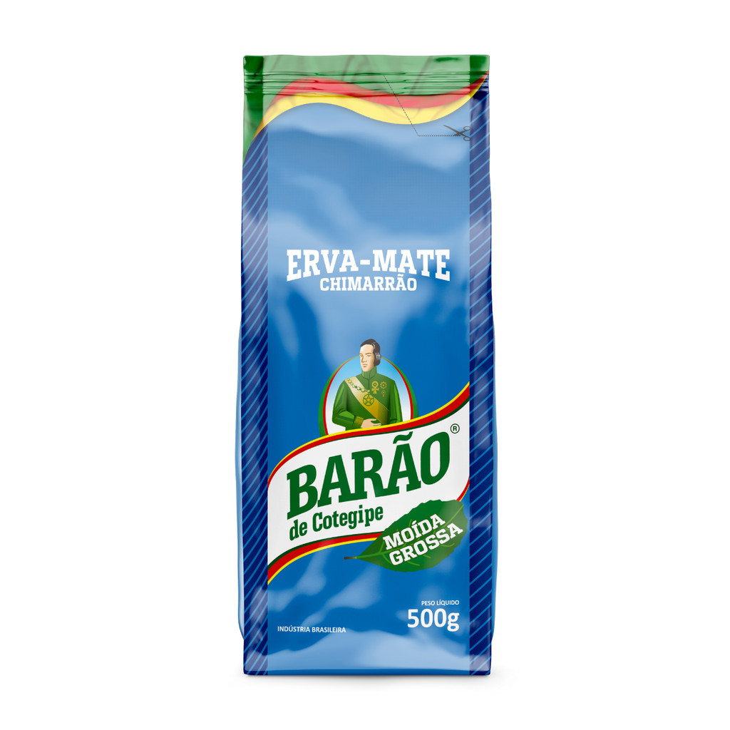 Erva-Mate Moída Grossa Barão 500G, Erva Mate Moída Grossa Padrão Gaúcho Para Chimarrão, Azul, Experiência Autêntica E In