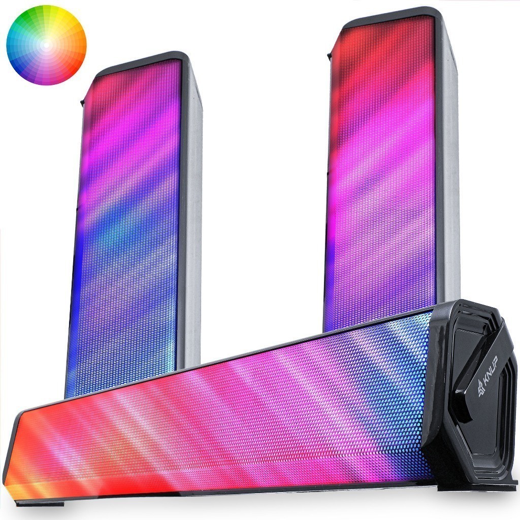 Caixa De Som Soundbar Gamer Portátil RGB Controle De Volume Tv PC Note Conexão P2 Usb Filmes Jogos