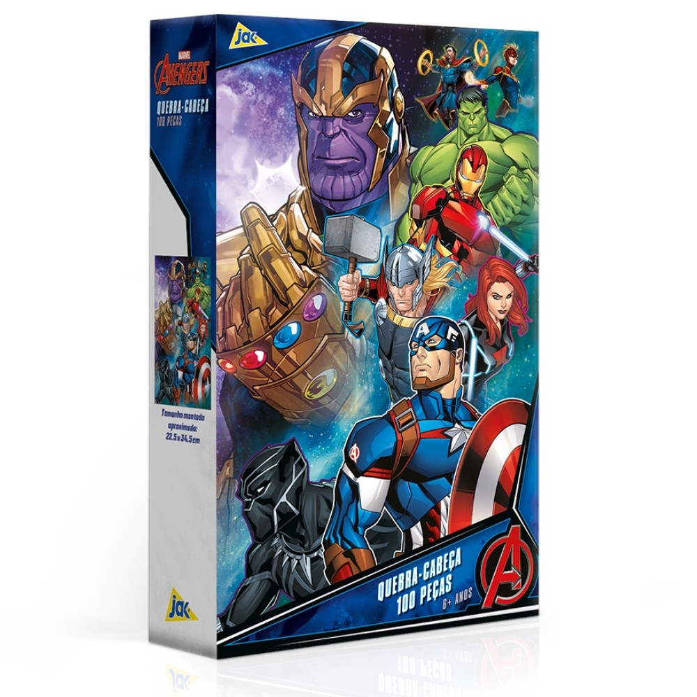 QUEBRA CABEÇA OS VINGADORES 100 PEÇAS TOYSTER PUZZLE SUPER HERÓIS AVENGERS MARVE