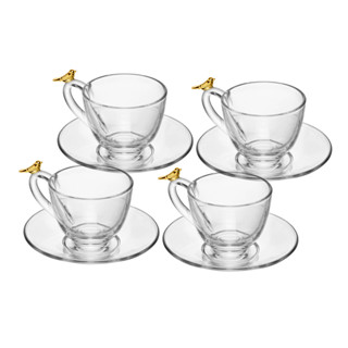 Conjunto 4 Xícaras de Café com Pires Golden Bird 80ml Cristal Ecológico - Wolff em Oferta na Shopee