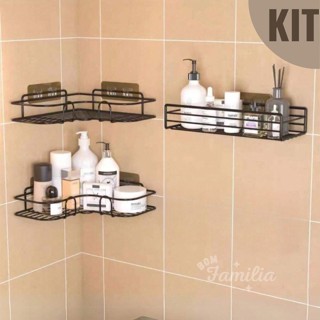 1/2/3 Prateleira Suporte Banheiro Auto Adesivas Organizadoras De Metal Banheiro Cozinha Rack em Oferta na Shopee