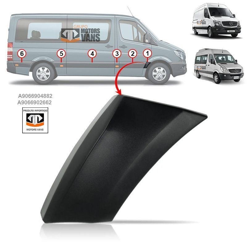 FRISO PARALAMA MERCEDES BENZ SPRINTER 311 313 415 515 2012 A 2019 LADO DIREITO - A9066904882 / A9066902662
