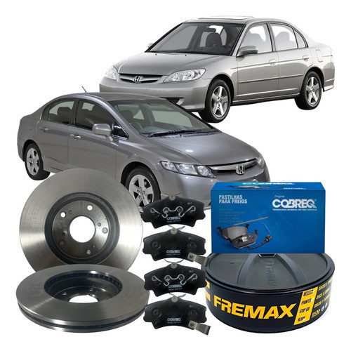 Kit Disco Freio Ventilado Pastilha Civic 2006 Á 2011 em Oferta na Shopee