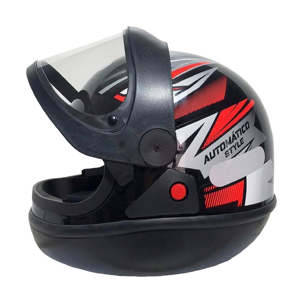 Capacete Moto Preto Vermelho Style Automatico EBF Todos os Tamanhos pronta Entrega