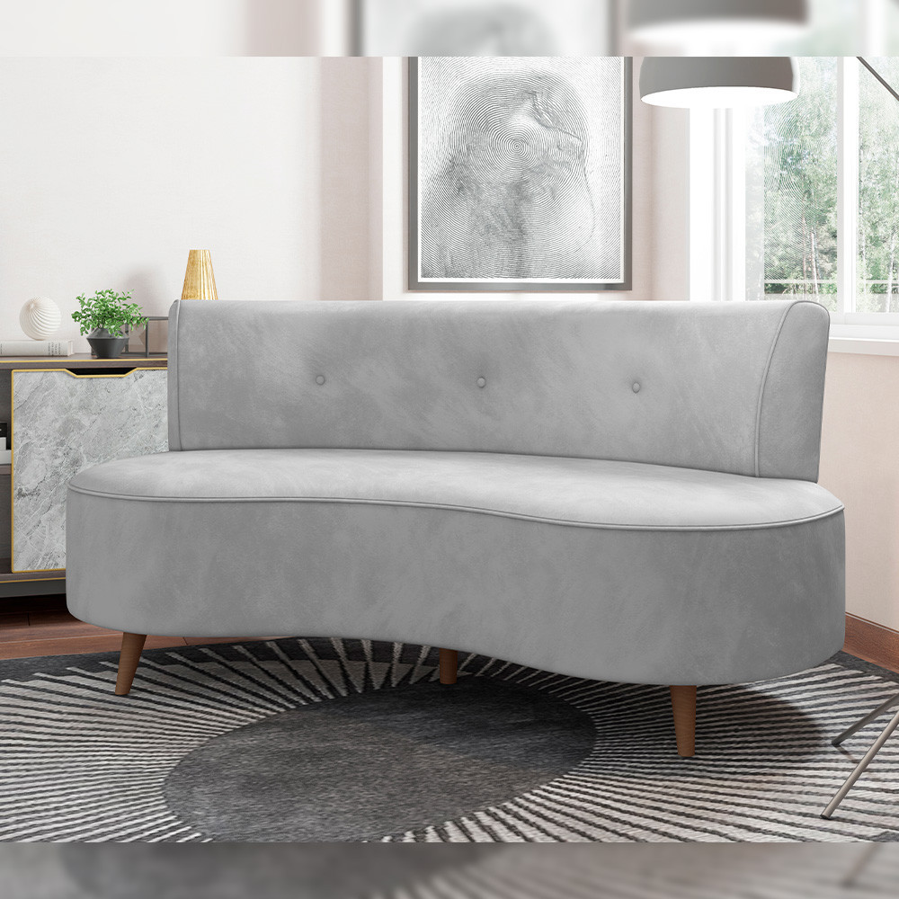 Sofá Chaise Living 2 Lugares 135cm Sala de Estar Istambul K01 Veludo Cinza - Lyam Decor em Oferta na Shopee