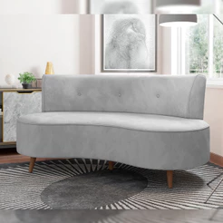 Sofá Chaise Living 2 Lugares 135cm Sala de Estar Istambul K01 Veludo Cinza - Lyam Decor