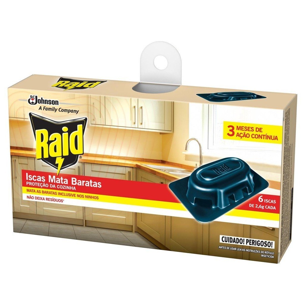 Inseticida Isca Raid Mata Baratas 6 Unidades de 2,6g Cada em Oferta na Shopee