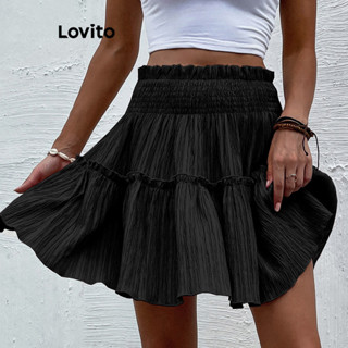Lovito Saias Elegantes De Camada Dupla Lisa Para Mulheres LNL45040