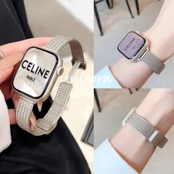 Pulseira De Aço Inoxidável Para Apple Watch 40mm 41mm 44mm 42mm 46mm Metal Com Fivela Magnética iWatch Series 10 9 8 7 6