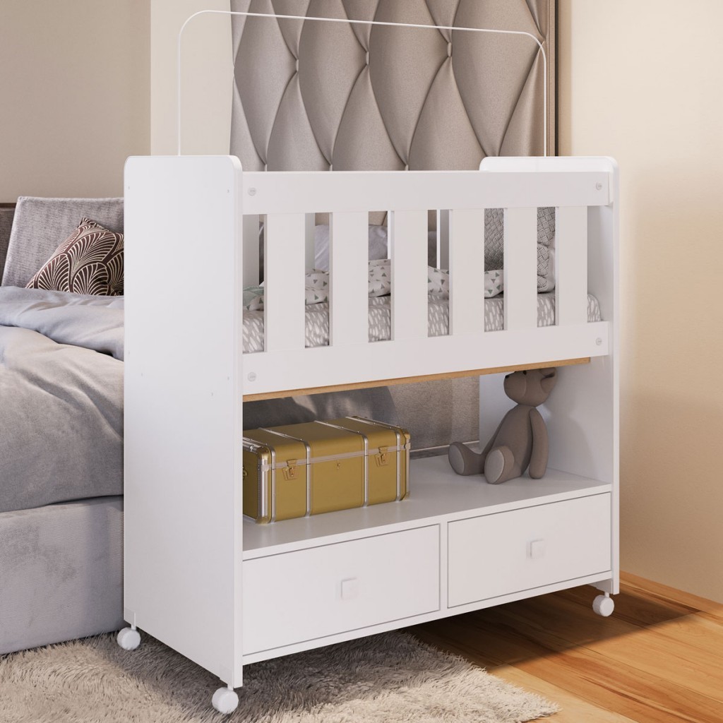 Berço Moisés com 2 Gavetas com Colchão By 511 Branco - Completa Móveis em Oferta na Shopee