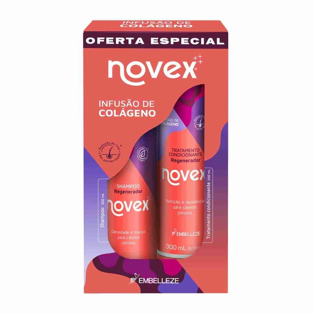 EMBELLEZE KIT NOVEX SHAMPOO+CONDICIONADOR 300ML INFUSAO DE COLAGENO em Oferta na Shopee