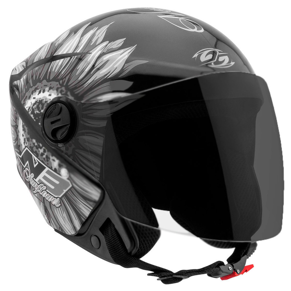 Capacete Moto Aberto New Liberty 3 Sunflower Brilhante Pro Tork Preto/Cinza Tamanho 60 Viseira Fumê em Oferta na Shopee