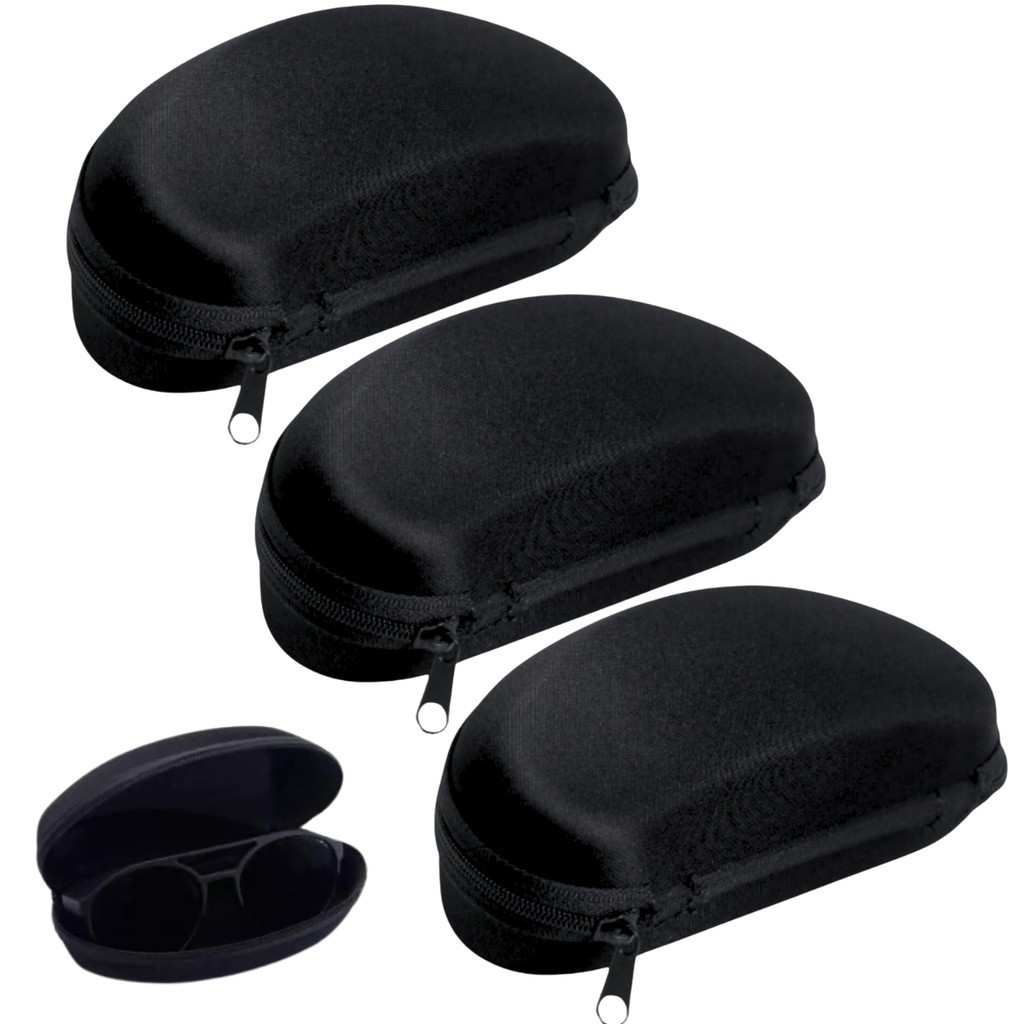 Kit 3 Porta Óculos Estojo Case Capinha Para Óculos De Sol  De Grau Com Zíper