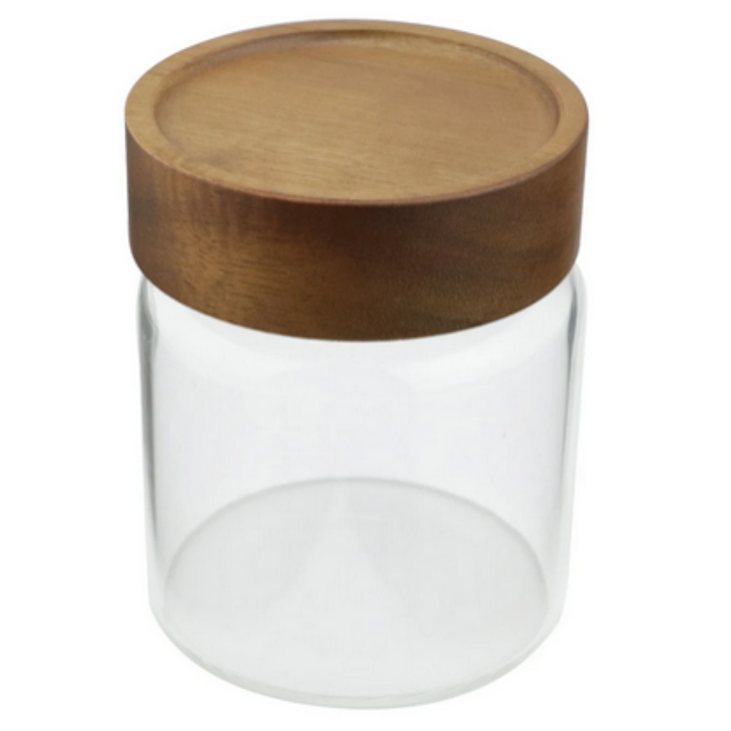 Porta Mantimentos em Vidro Borossilicato com Tampa em Madeira 300ml Full Fit Dynasty