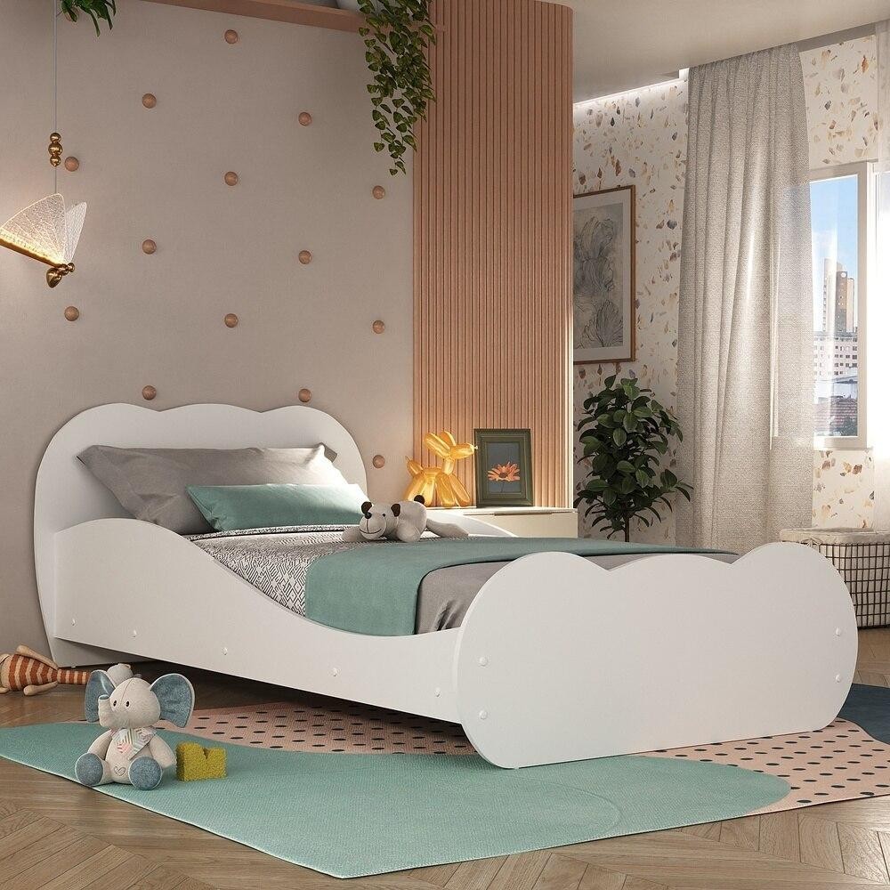 Cama Solteiro para colchão 88 x 188 cm 100% MDF Safira Multimóveis Branca em Oferta na Shopee