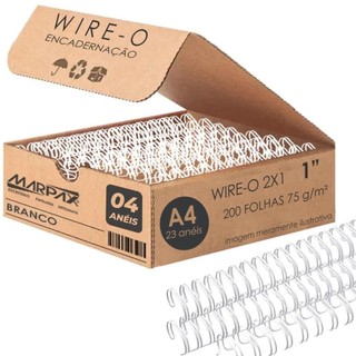 Wire-o para Encadernação 2x1 A4 Branco 1 para 200 fls 04un