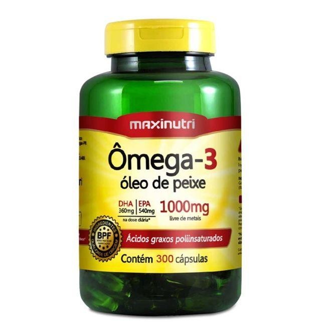 Ômega 3 (Óleo de Peixe) 1000mg com 300 cápsulas - Maxinutri