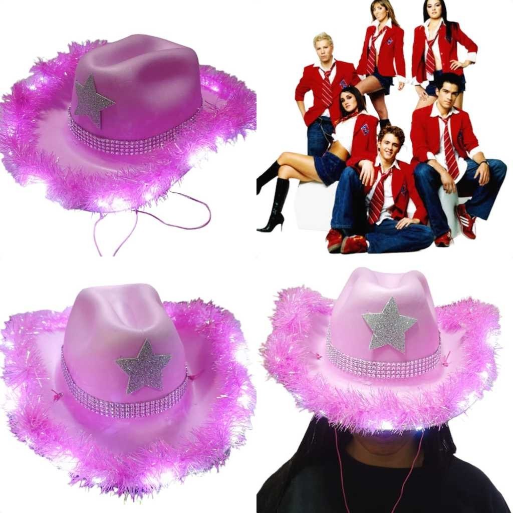 Chapéu  Mia Rebeldes Show Rbd Rosa Luz De Led Anahícom