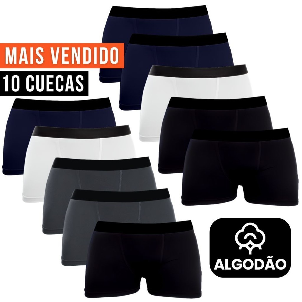 Kit 10 Cuecas Boxer Masculino Adulto Algodão Premium Muito Confortável