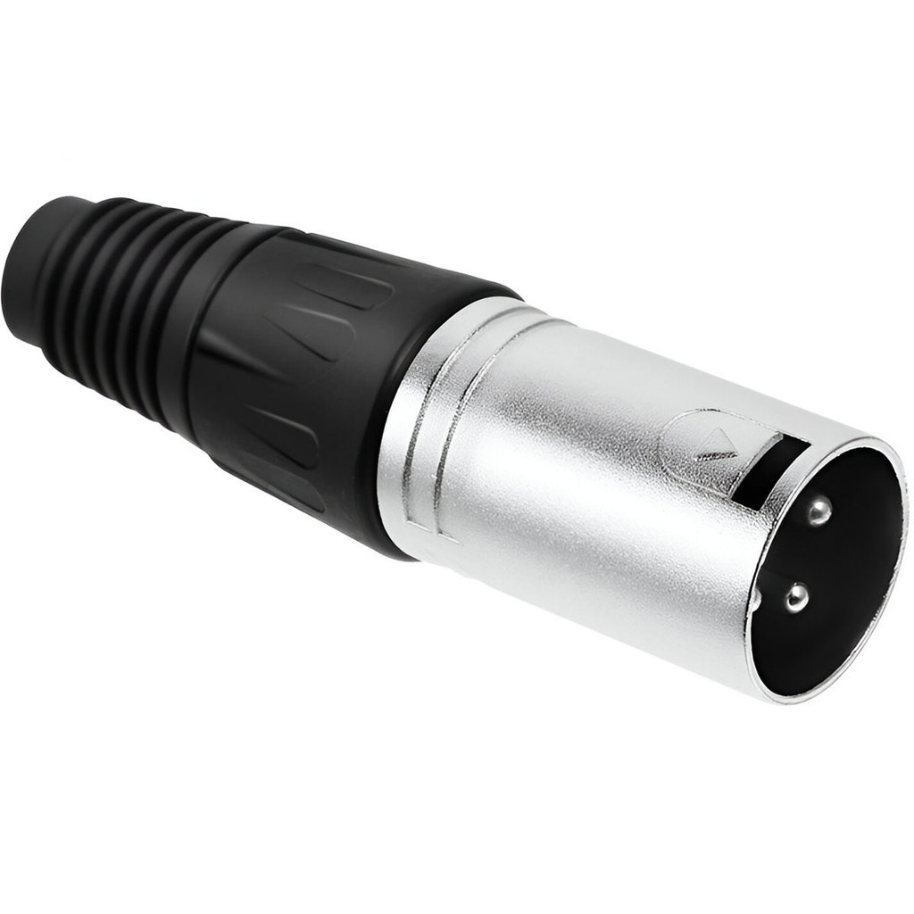 Plug Conector XLR Canon Metal Niquelado Linha Macho 3 Polos
