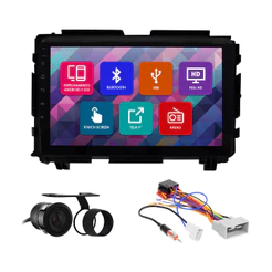 Kit Multimídia 9 Pol HR-V 2015 2016 2017 2018 Espelhamento Android Ios 2 Din Preto Camera Ré
