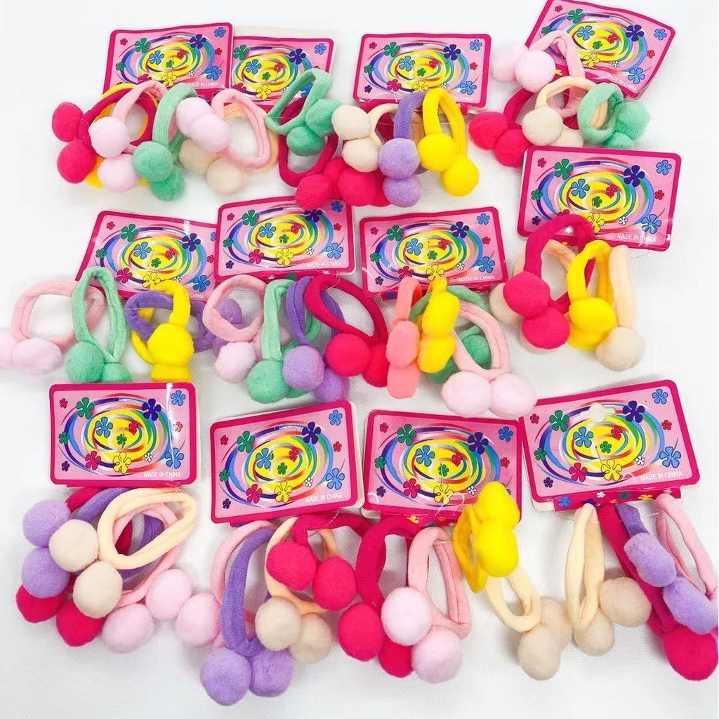 Elástico pom pom,xuxinha, rabicó, para cabelo Com Enfeite  48 Peças