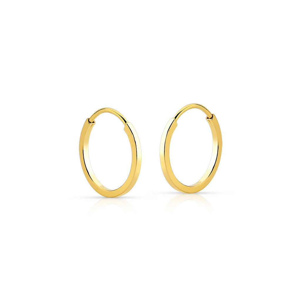 Brinco argola em ouro 18k redonda fio quadrado 10mm em Oferta na Shopee