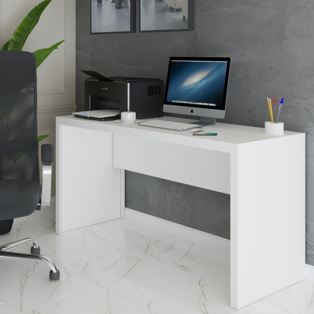Mesa Escrivaninha Berlim 163 Cm Branco - Panorama Móveis em Oferta na Shopee