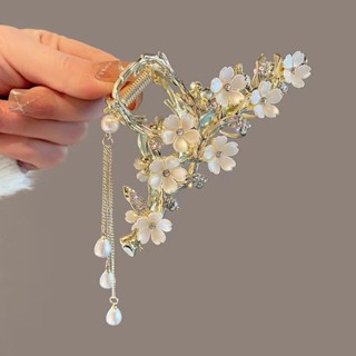 Super Fada Pérola Tassel Tassel Rhinestone Flor Clip Agarrar Clip Ladies Back Head Fashion Shark Clip Acessórios em Oferta na Shopee