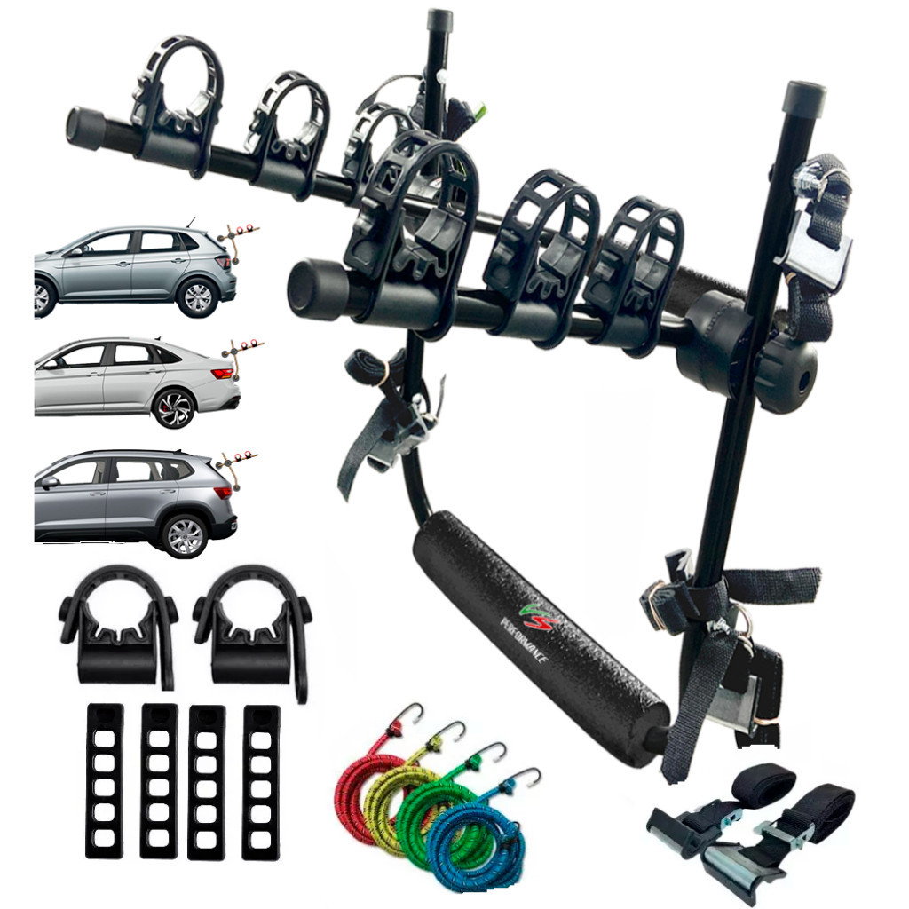Suporte Bicicleta Carro Transbike 3 Bikes Sedan Hatch Suv em Oferta na Shopee