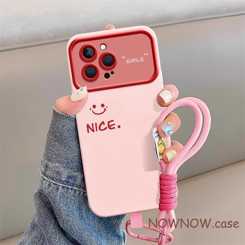 Para iPhone 15 14 13 12 11 Pro MAX X XR XS 7 8 Plus SE 2020 Simples Rosa Menina Coração Agradável Rosto Sorridente Janel