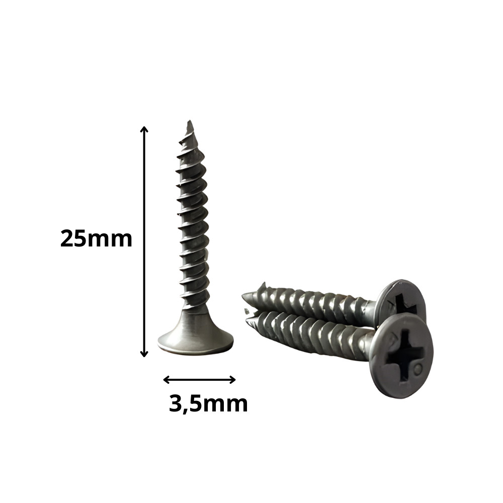 Kit Parafuso Drywall Gn25 Ponta Agulha 3,5x25mm 2000 Unidades Madeira Parede Teto Construção