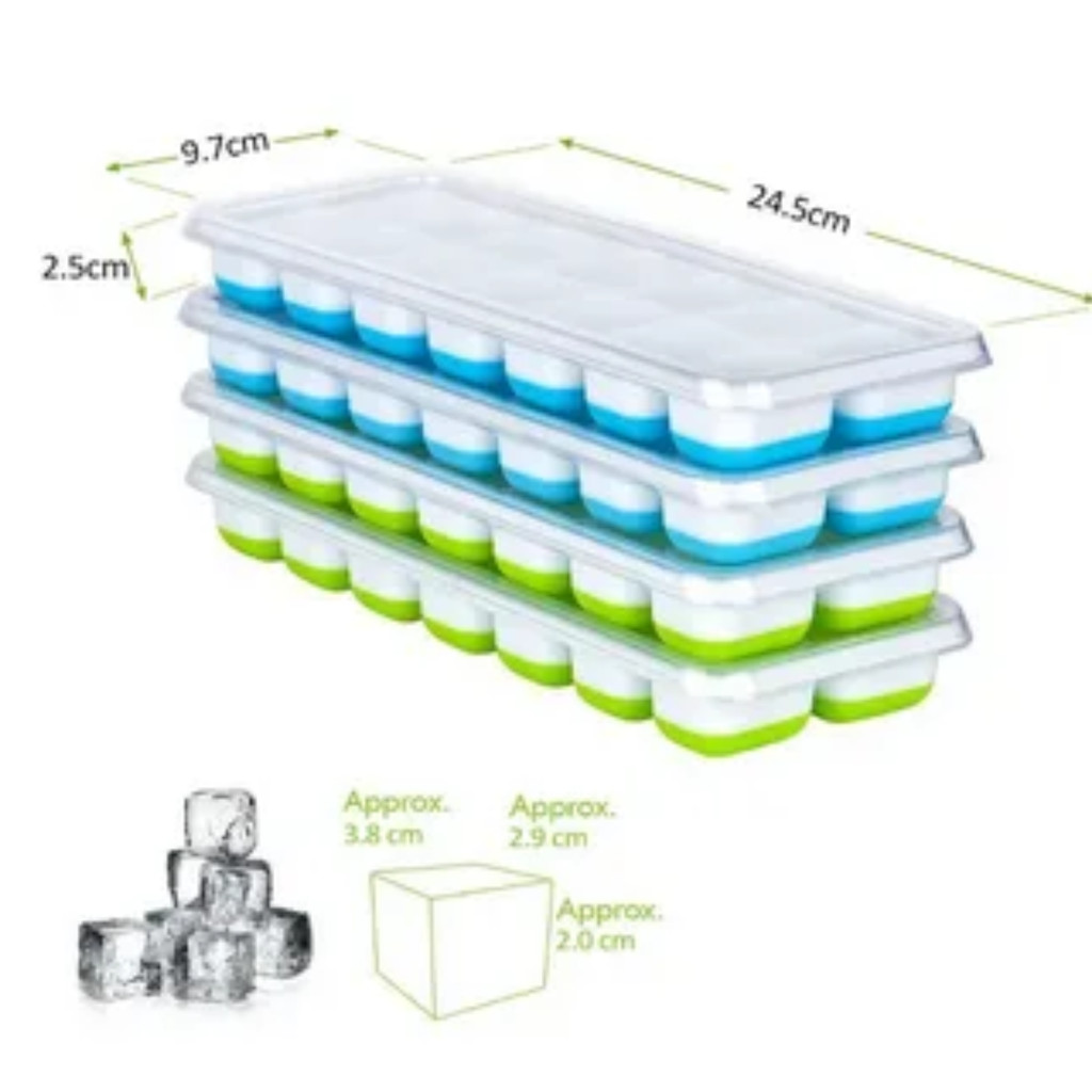 Detalhes do Forma De Gelo Fundo Silicone 14 Cubos Tampa Rígida