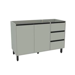 Balcão de Cozinha para Pia 120 Cm Koya 2 Portas 3 Gavetas