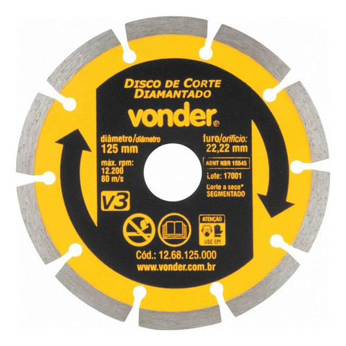 Disco De Corte Diamantado 125mm Segmentado - Vonder