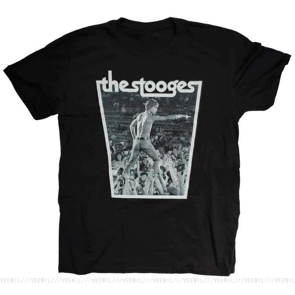 Os Stooges Camiseta Iggy Pop Multidão Caminhada 100% Oficial Bowie Punk MC5 Algodão Verão O Pescoço Topos envio imediato