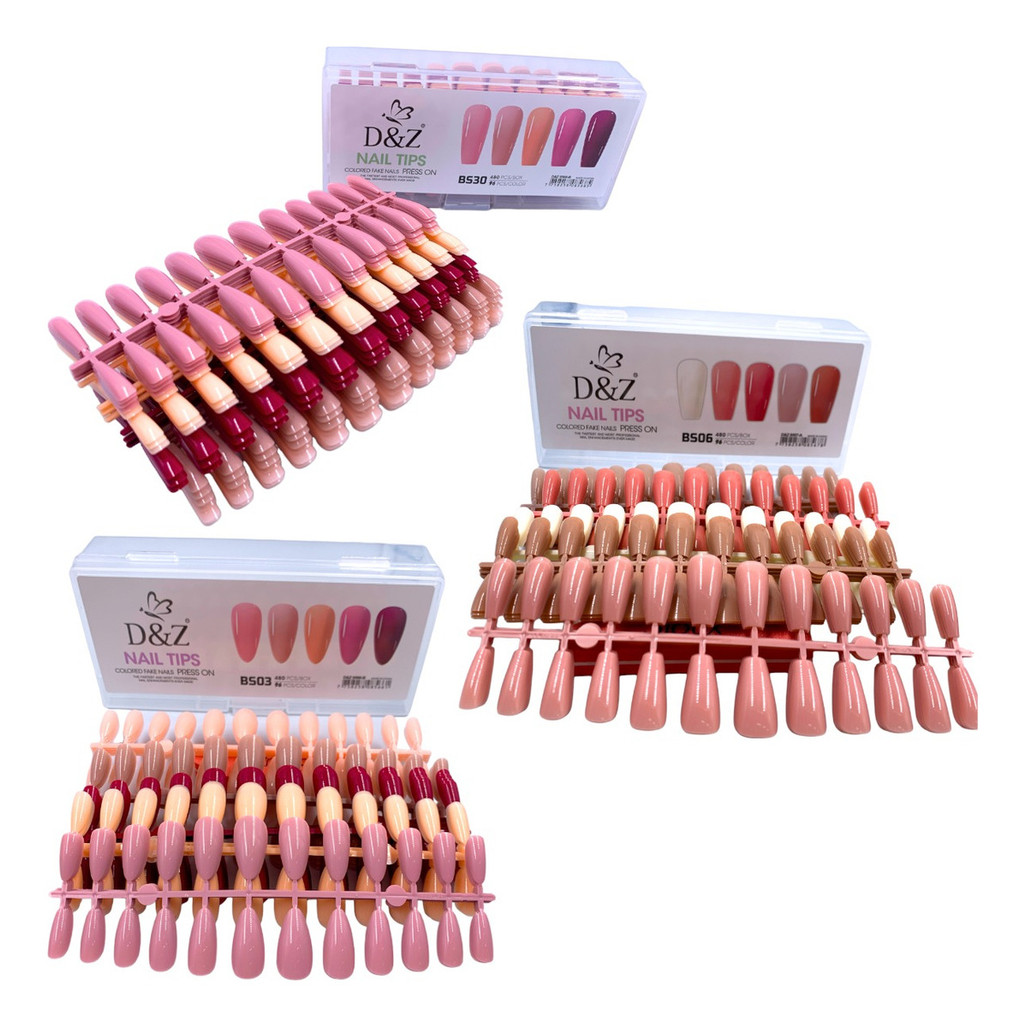 Soft Gel Colorida D&z Alongamento Unhas Postiça Realista 480pcs - Almond