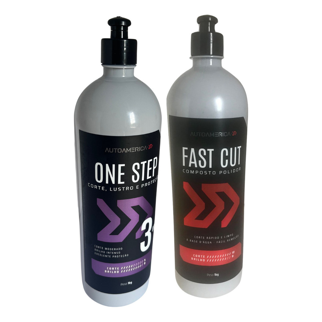 Kit Polimento Autoamerica One Step 3 Em 1 Fast Cut 1kg corte refino lustro remove riscos acabamento em Oferta na Shopee