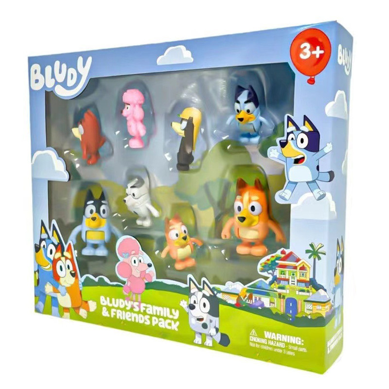 8 Pçs/Set Anime Bluey Família Christine Heeler Bingo Bandit Chilli Snickers Coco Indy Rusty Q Versão PVC Figuras De Ação