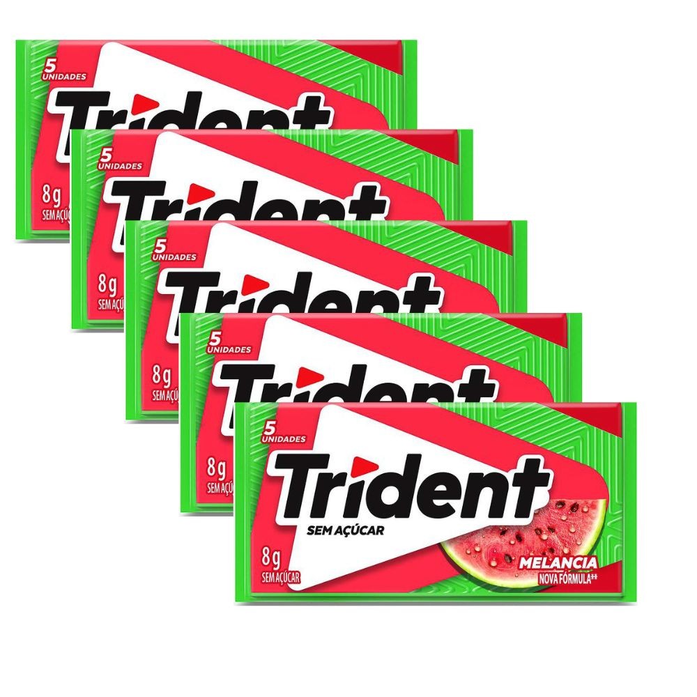 Kit 5 Chiclete Trident Melancia 8g com 5 Unidades - Food & Beverages