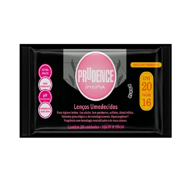 Lenços Umedecidos Prudence para Higiêne Íntima 20 Unidades em Oferta na Shopee