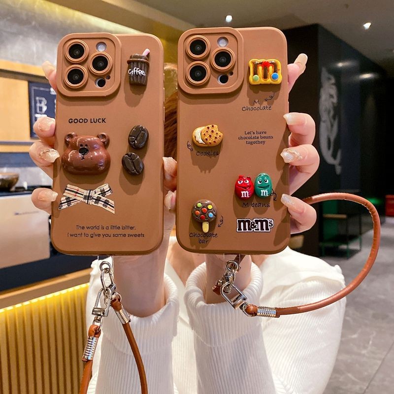 Capa Para Samsung Galaxy A57 A37 A27 A17 A07 A06 A16 A56 A36 A26 A54 A34 A33 A53 A14 A23 Café 3D grão M