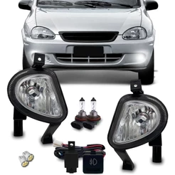 Kit Farol Milha Neblina Corsa Classic Meia Lua 2003 2004 2005 2006 Com Lampadas