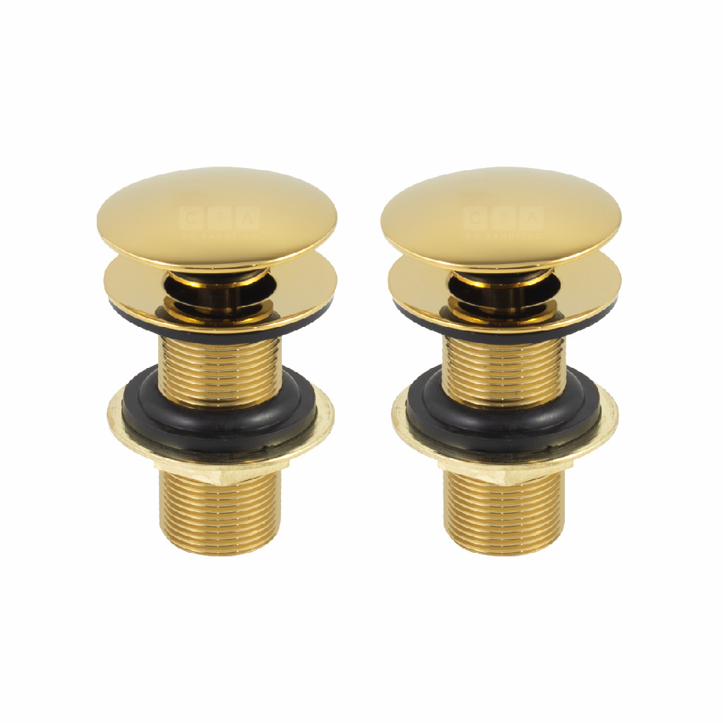 Kit 02 Valvula Ralo Click Dourado Gold Lavatório Inox 7/8 em Oferta na Shopee